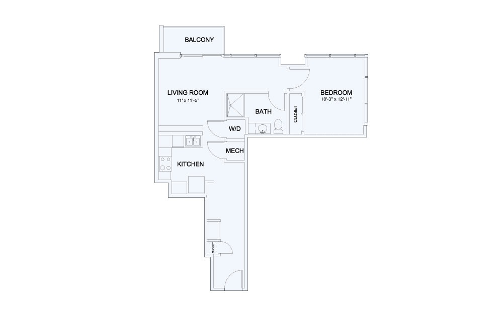 SkyHouse® 12 - 1 bedroom floorplan layout with 1 bath and 746 square feet.