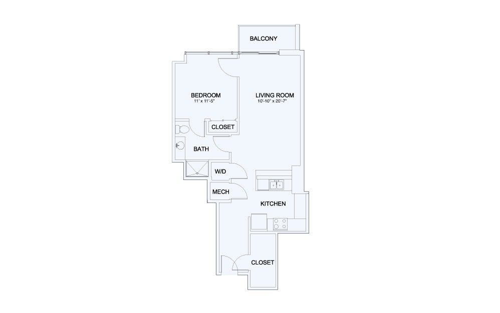 SkyHouse® 15 - 1 bedroom floorplan layout with 1 bath and 771 square feet.