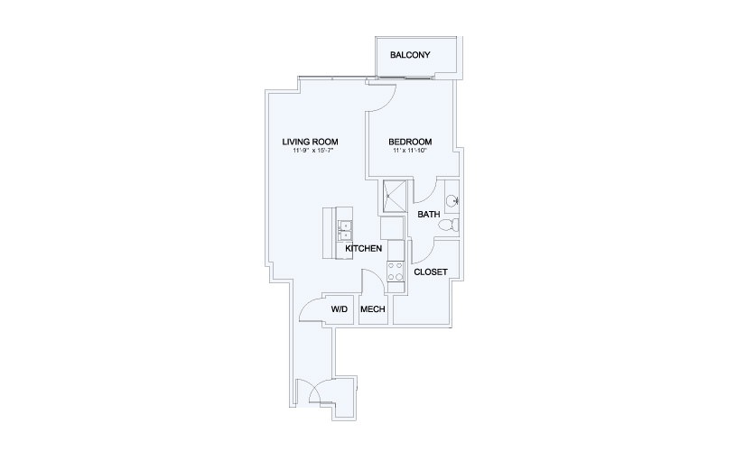 SkyHouse® 13 - 1 bedroom floorplan layout with 1 bathroom and 763 square feet