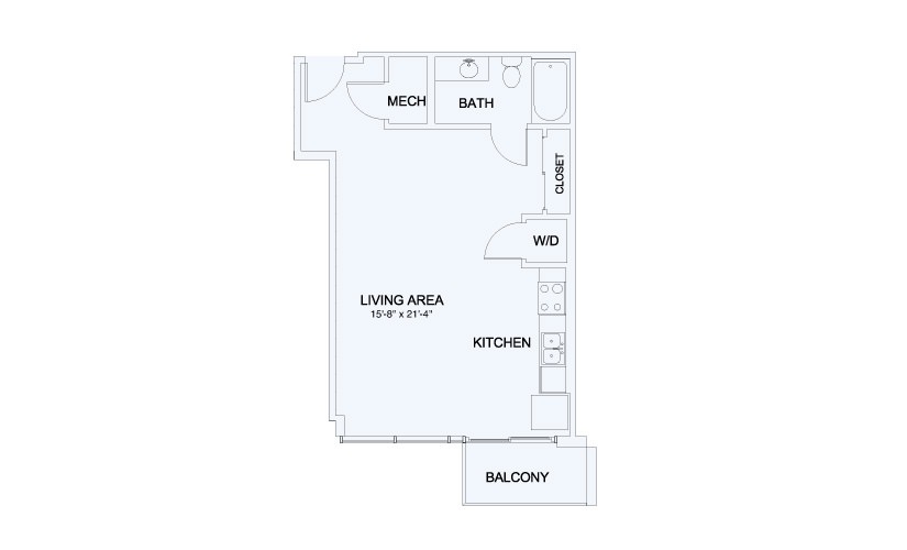 SkyHouse® 4 - Studio floorplan layout with 1 bathroom and 618 square feet