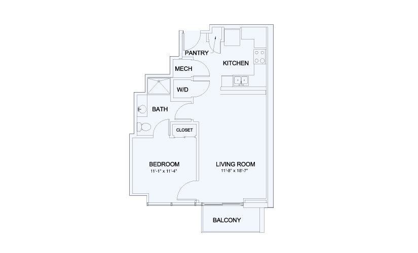 SkyHouse® 8 - 1 bedroom floorplan layout with 1 bathroom and 678 square feet